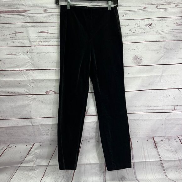 Rag & Bone Size 2 Black Velvet Stretch Pants - Picture 1 of 4